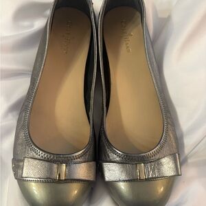 Cole Haan Women's Metallic Silver grey Flats Bow ballet flats casual comfort